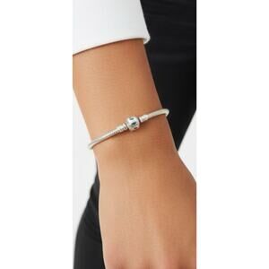 Pandora Sterling Silver Snake Chain Charm Bracelet 7.25”